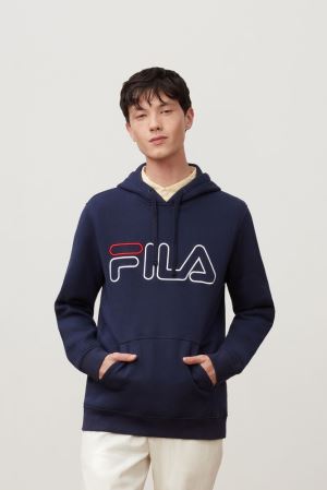 FILA Prati Hoodies Navy / Red / White,Mens Clothing | CA.QDLKXS134